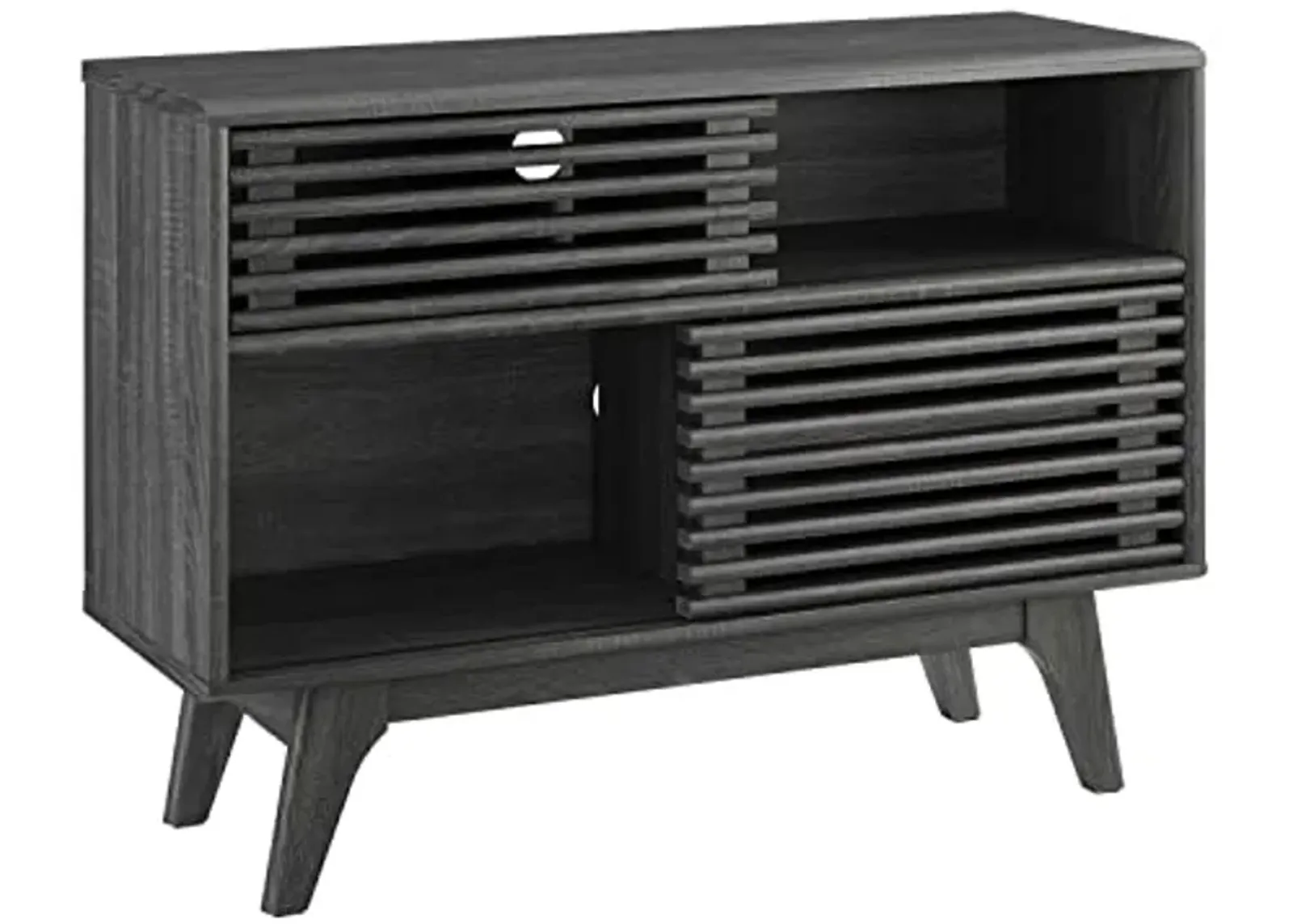 Modway Render Mid-Century Modern Two-Tier Display Stand in Charcoal