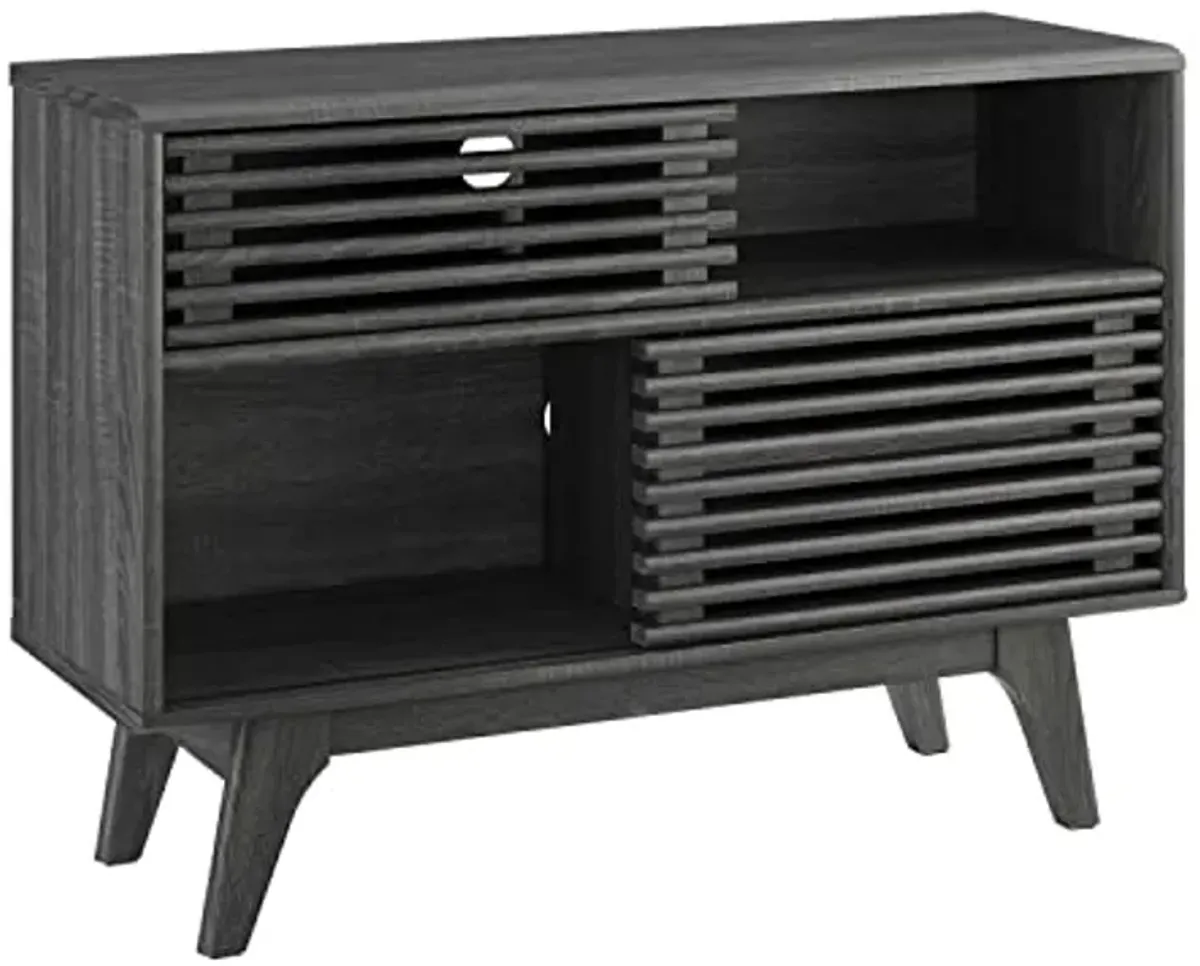 Modway Render Mid-Century Modern Two-Tier Display Stand in Charcoal