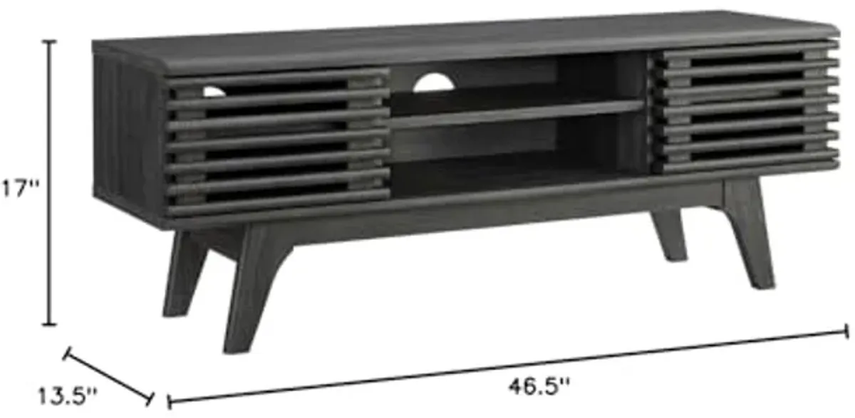 Modway Render Mid-Century Modern Low Profile 46 Inch Media Console TV Stand in Charcoal, 46"