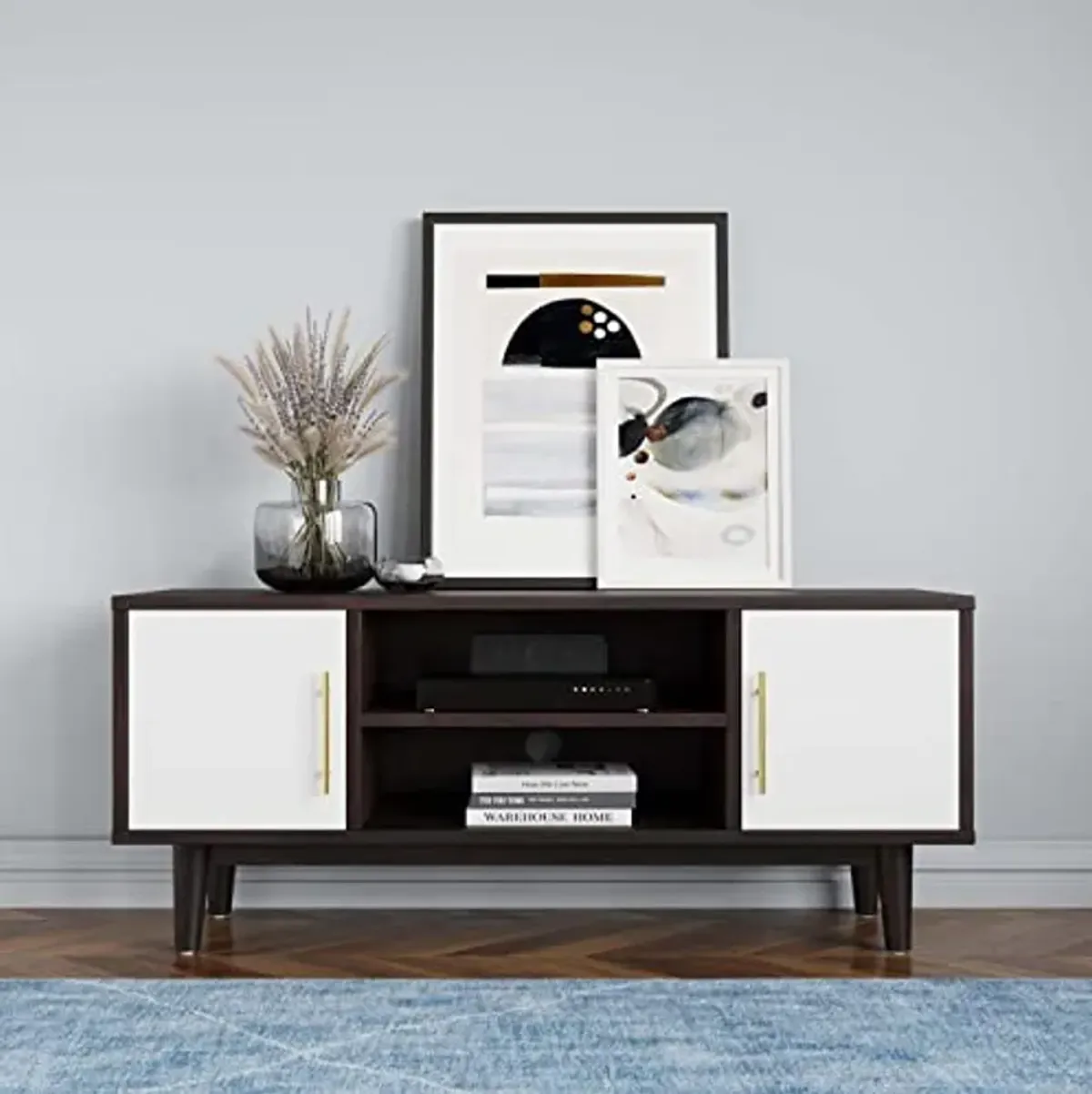 Modway Daxton Mid-Century Modern, 43" TV Stand, Cappuccino White