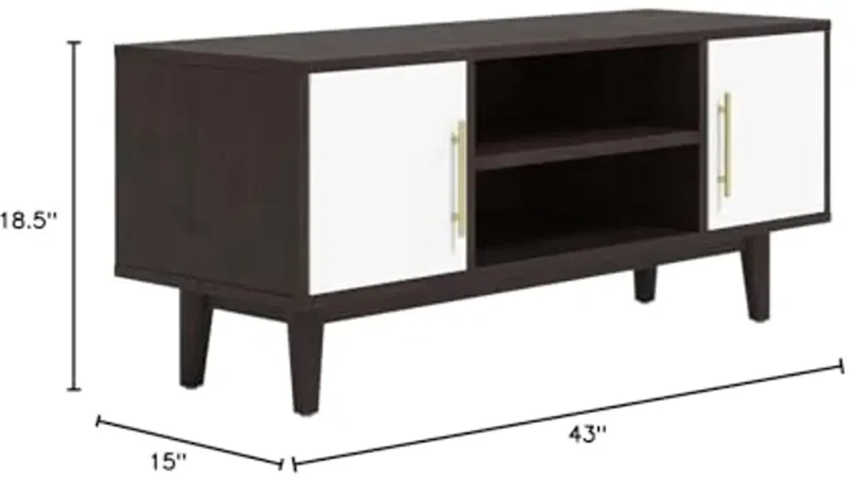 Modway Daxton Mid-Century Modern, 43" TV Stand, Cappuccino White