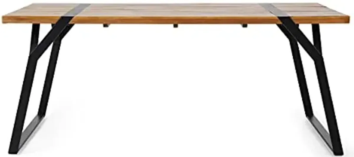 Christopher Knight Home Varva Dining Table, Black Metal + Teak