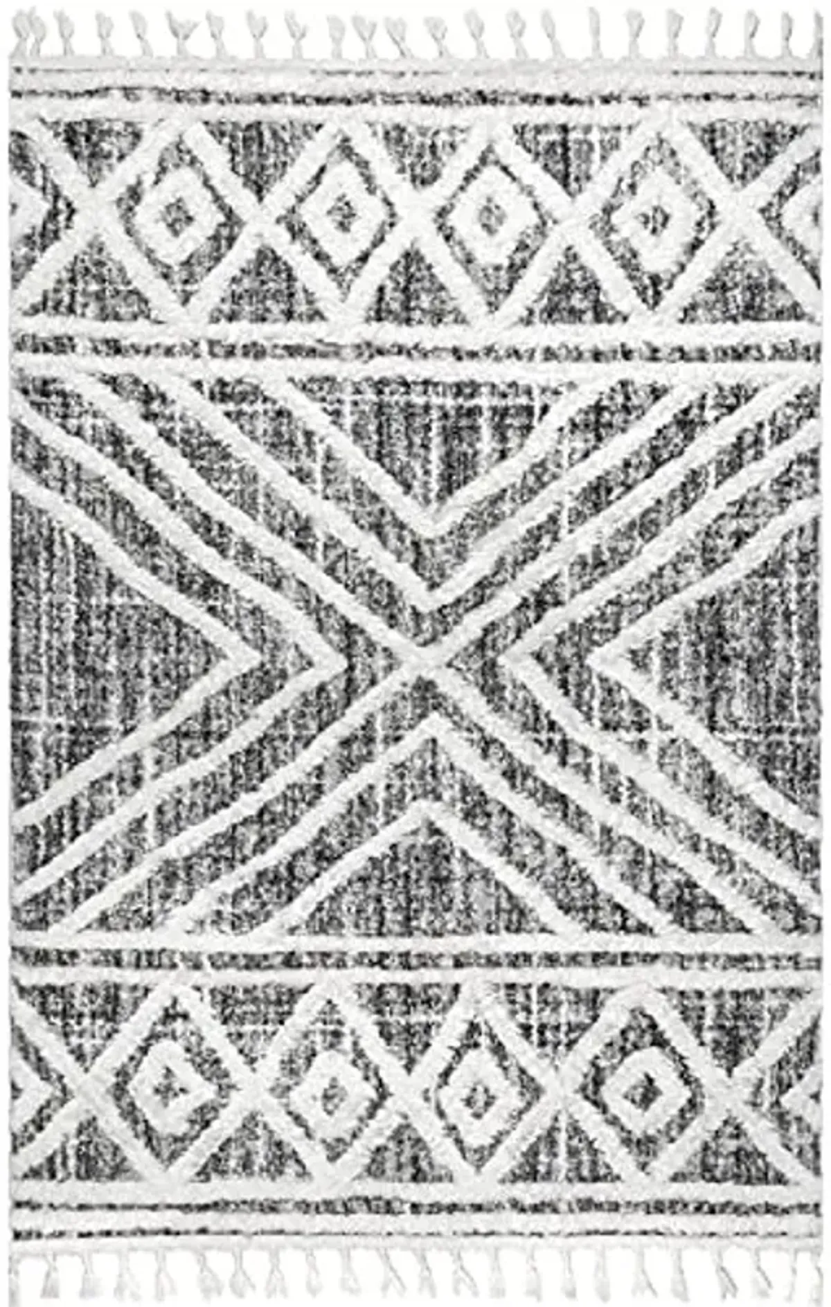 nuLOOM Pamela Contemporary High Low Shaggy Tassel Area Rug, 8'10' x 12', Grey