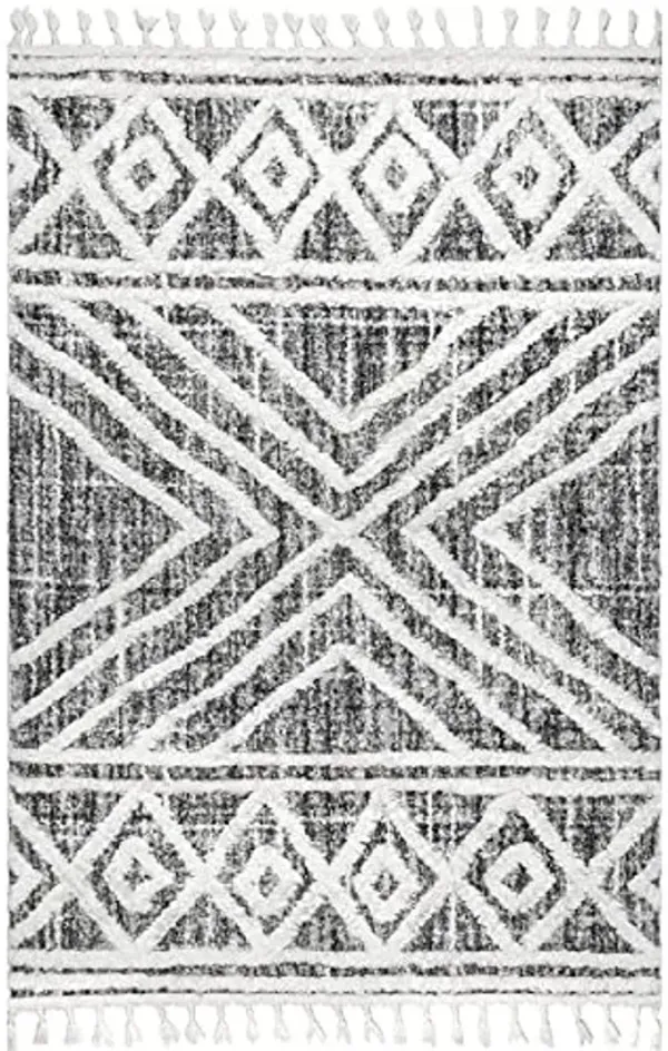 nuLOOM Pamela Contemporary High Low Shaggy Tassel Area Rug, 8'10' x 12', Grey