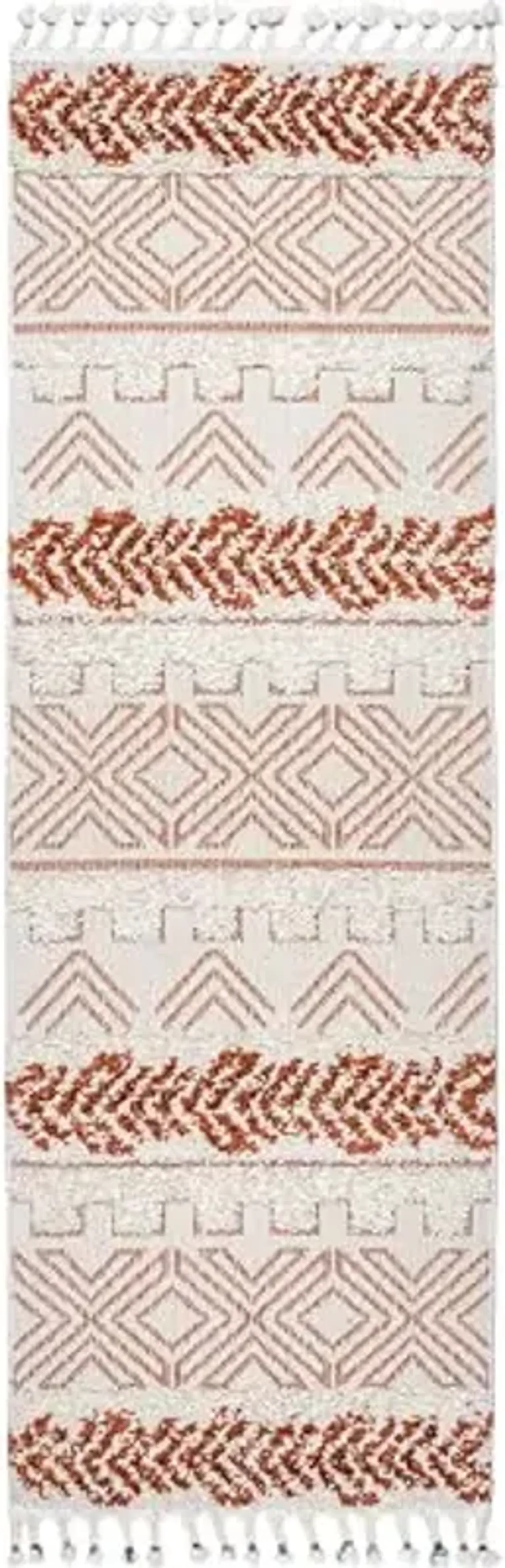 nuLOOM Zuri Shaggy Banded Tribal Runner Rug, 2' 6" x 8', Rust