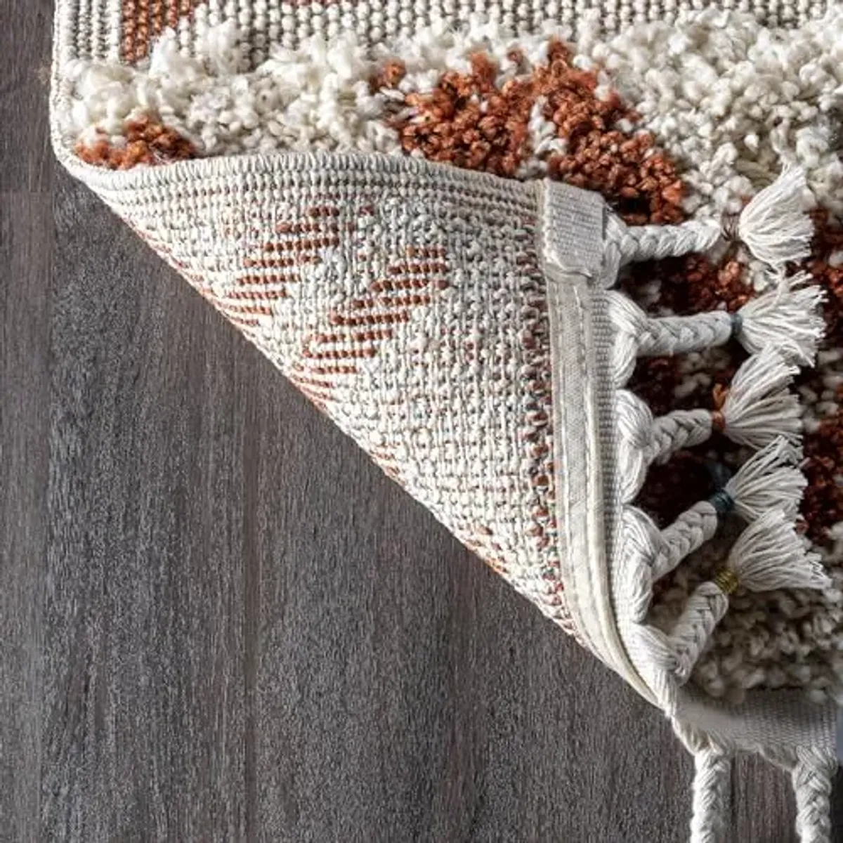 nuLOOM Zuri Shaggy Banded Tribal Runner Rug, 2' 6" x 8', Rust