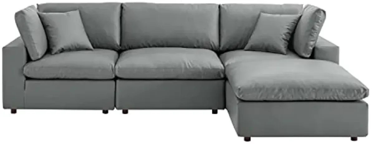 Modway Commix Down-Filled Overstuffed Vegan Leather 4-Piece Sectional Sofa