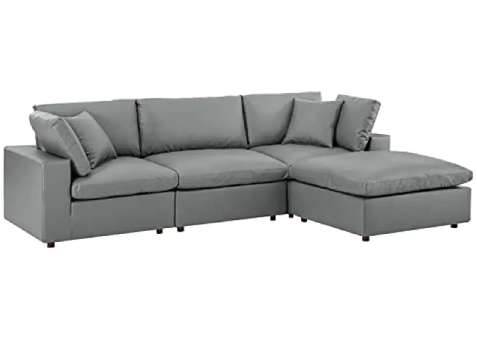 Modway Commix Down-Filled Overstuffed Vegan Leather 4-Piece Sectional Sofa