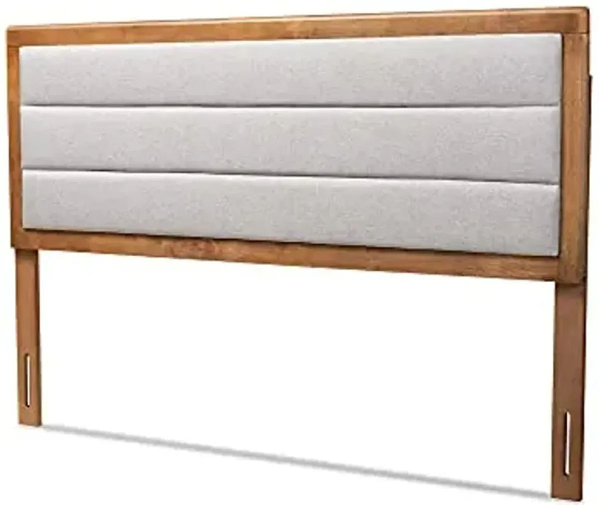 Baxton Studio Dexter Modern and Contemporary Light Grey Fabric Upholstered and Walnut Brown Finished Wood Full Size Headboard