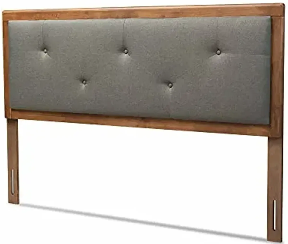 Baxton Studio Abner Modern and Contemporary Transitional Dark Grey Fabric Upholstered and Walnut Brown Finished Wood Full Size Headboard