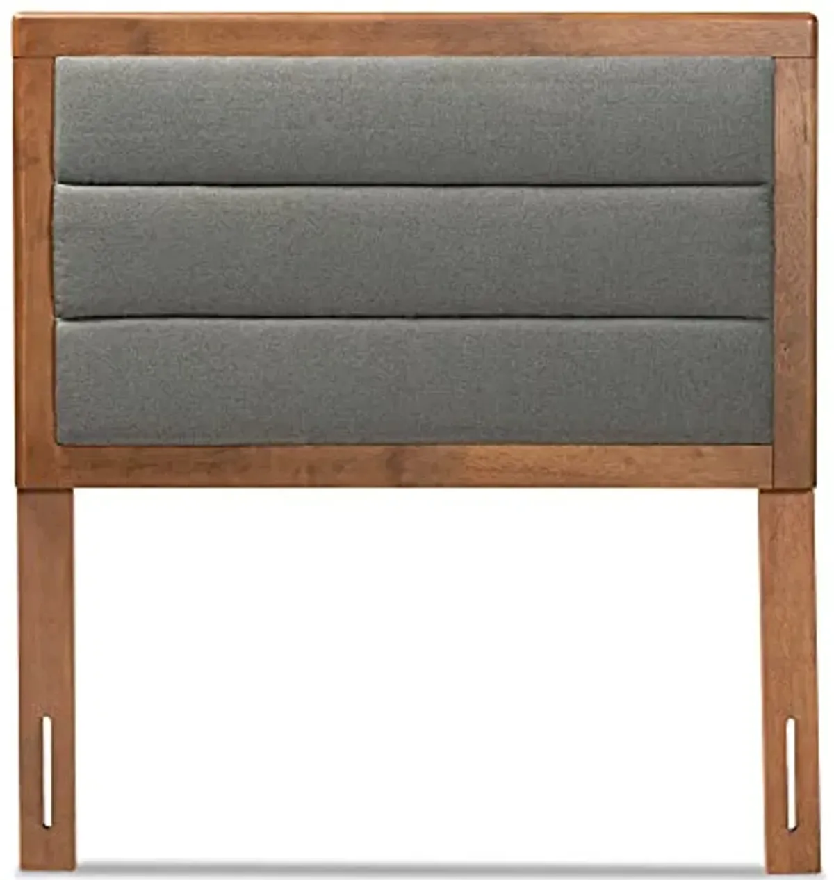 Baxton Studio Dexter Modern and Contemporary Dark Grey Fabric Upholstered and Walnut Brown Finished Wood Twin Size Headboard