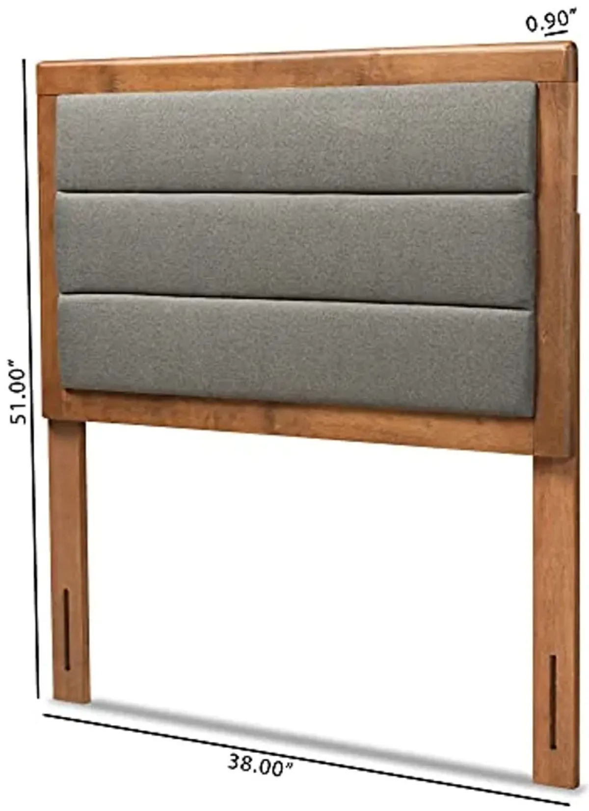 Baxton Studio Dexter Modern and Contemporary Dark Grey Fabric Upholstered and Walnut Brown Finished Wood Twin Size Headboard