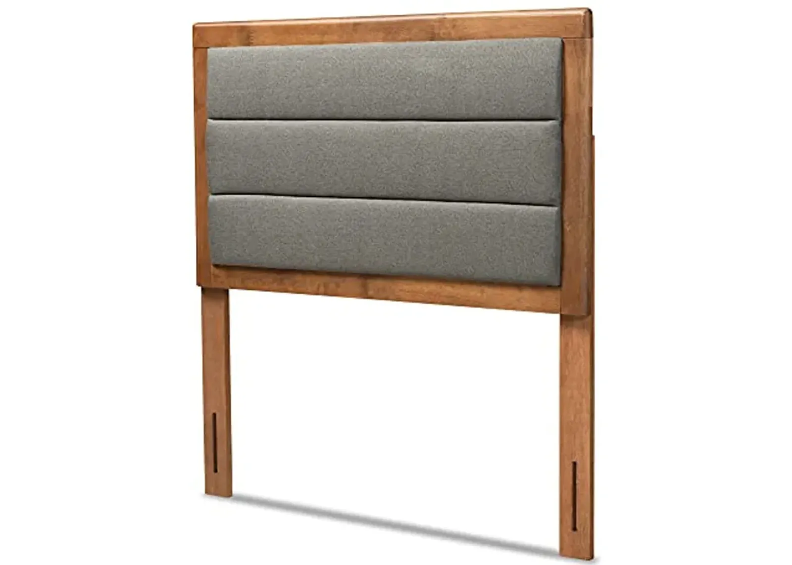 Baxton Studio Dexter Modern and Contemporary Dark Grey Fabric Upholstered and Walnut Brown Finished Wood Twin Size Headboard