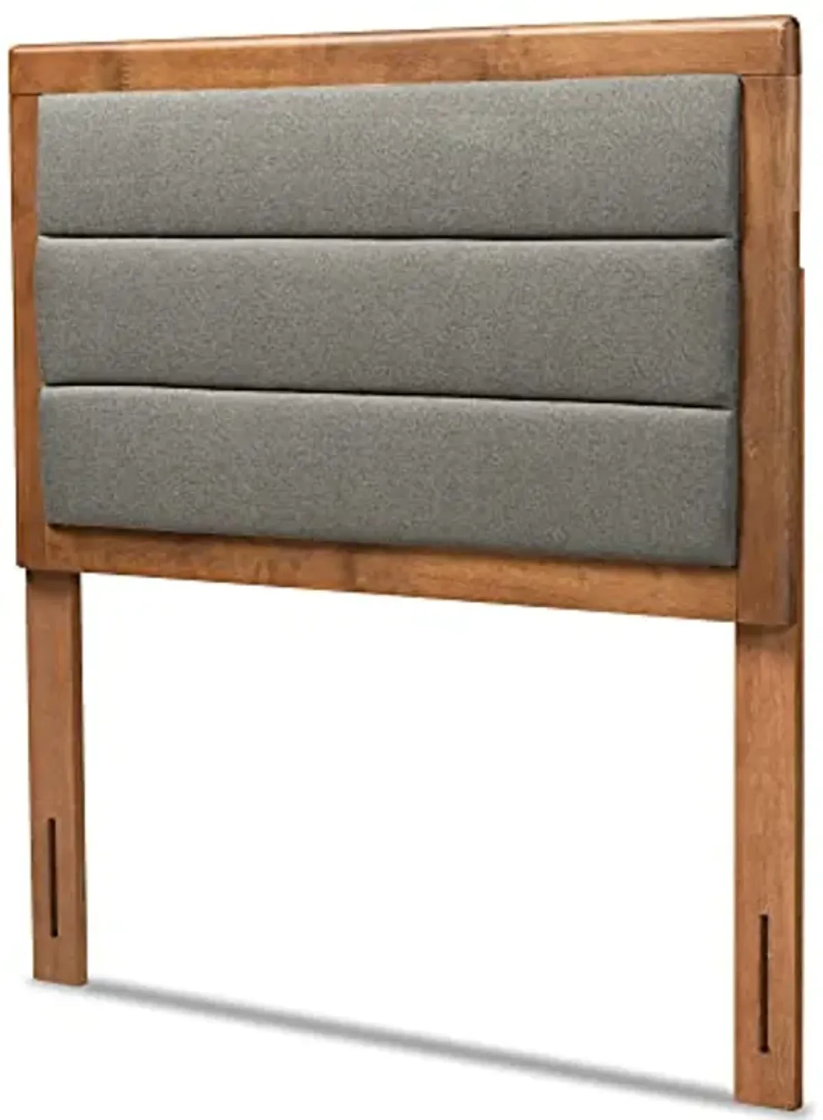 Baxton Studio Dexter Modern and Contemporary Dark Grey Fabric Upholstered and Walnut Brown Finished Wood Twin Size Headboard