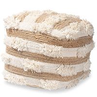 Baxton Studio Basque Modern and Contemporary Moroccan Inspired Natural and Ivory Handwoven Wool Blend Pouf Ottoman
