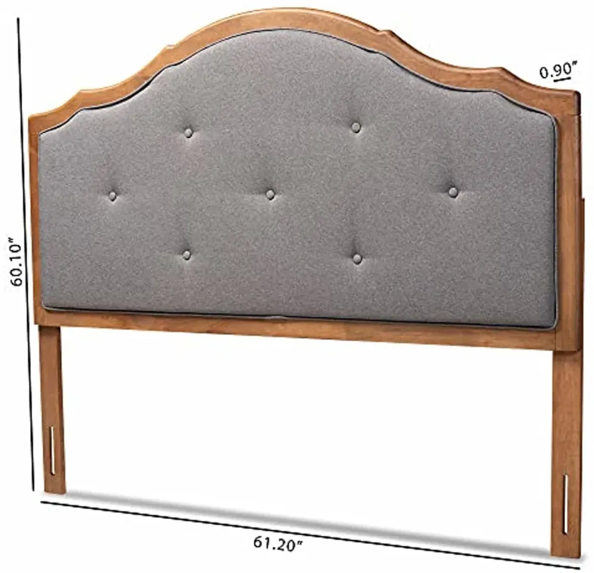 Baxton Studio Gala Headboards, Queen, Dark Grey/Walnut Brown