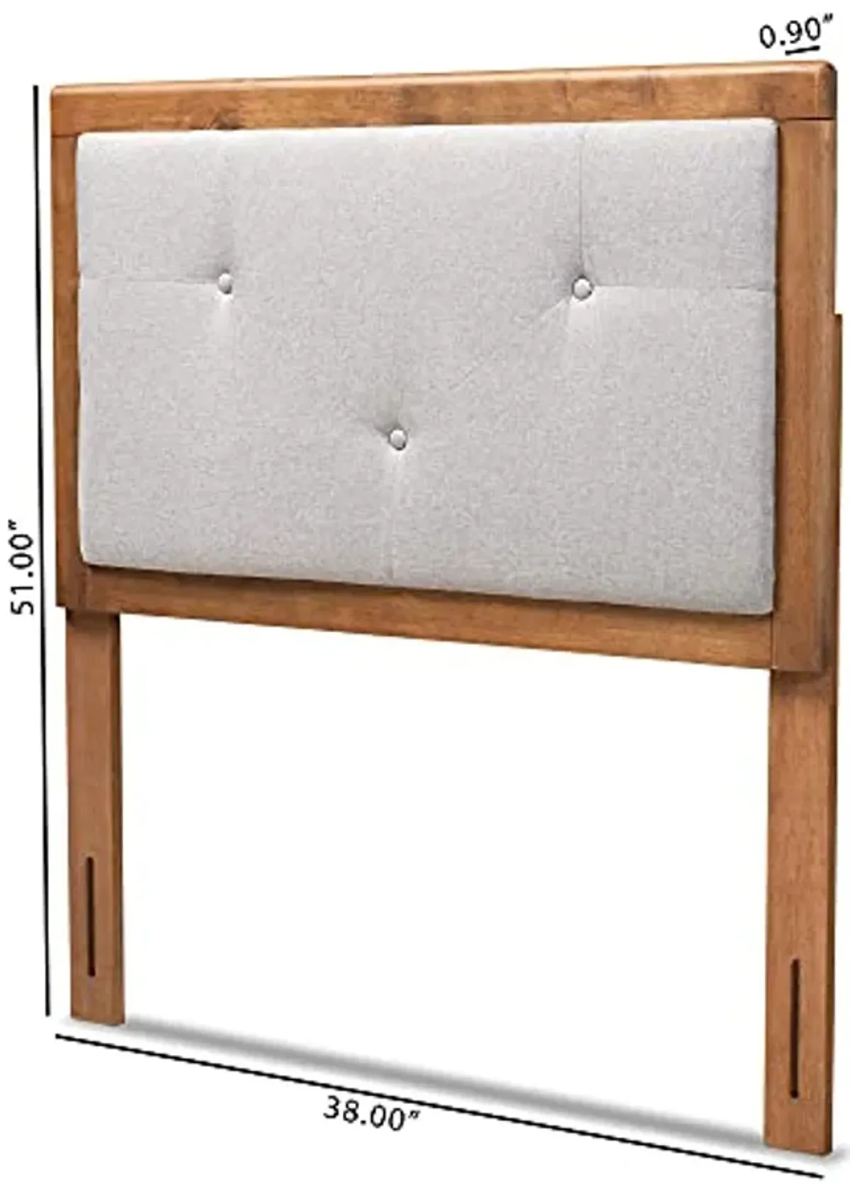 Baxton Studio Abner Headboards, Twin, Light Grey/Walnut Brown