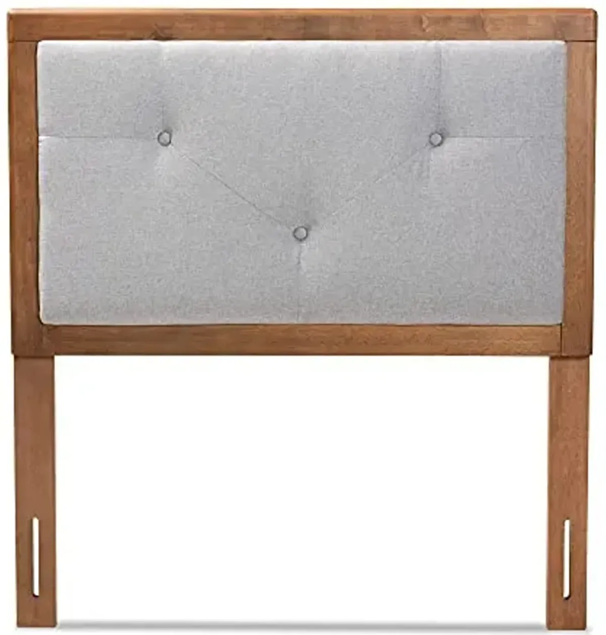 Baxton Studio Abner Modern and Contemporary Transitional Light Grey Fabric Upholstered and Walnut Brown Finished Wood Twin Size Headboard