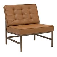 Studio Designs Home Ashlar Modern Metal Frame and Blended Leather Square Accent Chair, 250, Bronze/Caramel