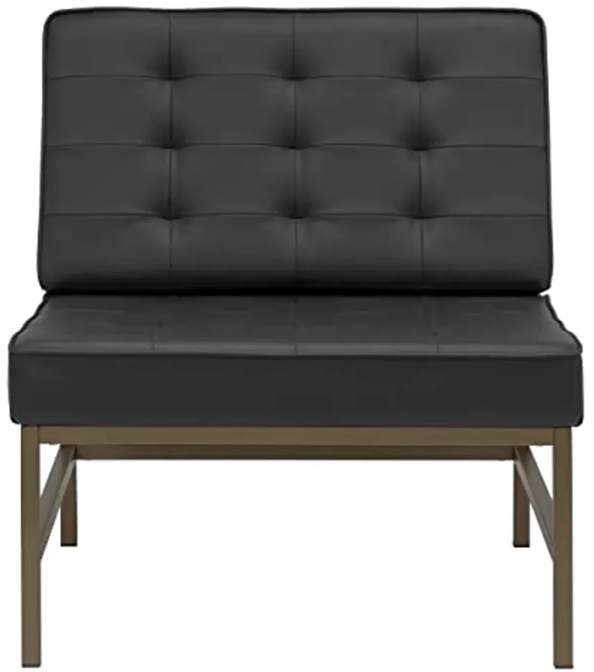 Studio Designs Home Ashlar Modern Metal Frame and Blended Leather Square Accent Chair, 250, Bronze/Black