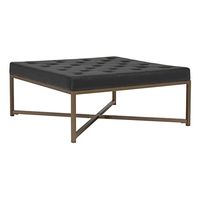 Studio Designs Home Camber Modern Large Cocktail Tufted Square Ottoman with Metal Frame and Blended Leather