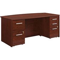 OfficeWorks by Sauder Affirm 72" Bow Desk 2&3drwr Ped Ste, L: 71.10" x W: 35.43" x H: 29.29", Classic Cherry Finish