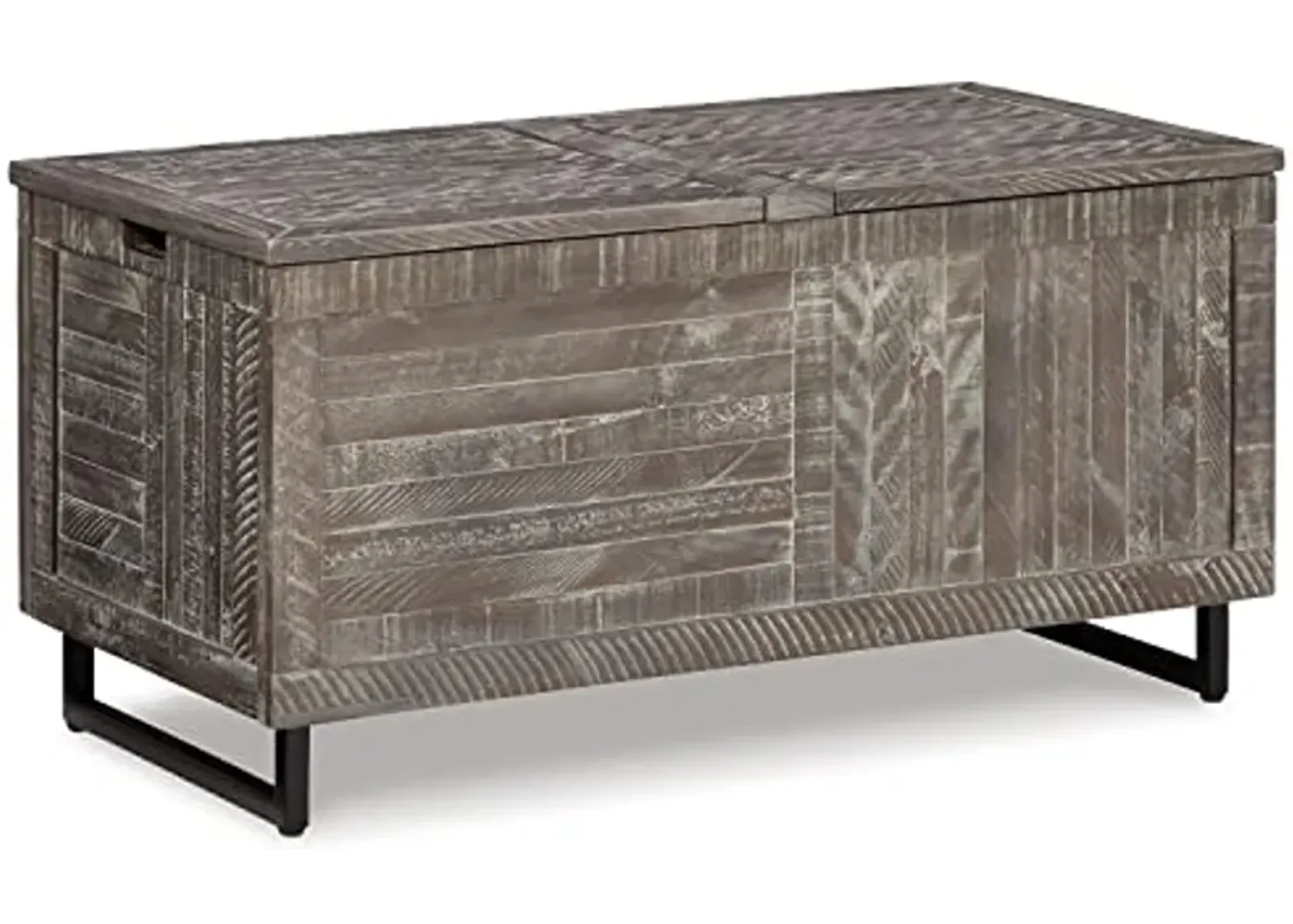 Signature Design by Ashley Coltport Storage Trunk or Coffee Table, Distressed Gray