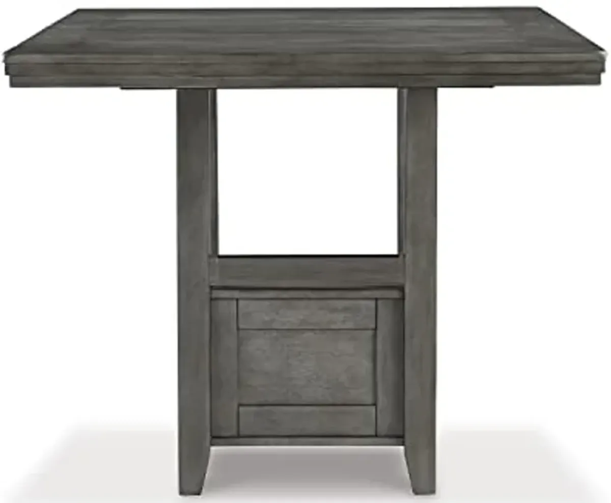 Signature Design by Ashley Hallanden Modern Farmhouse Counter Height Dining Room Extension Table, Dark Gray