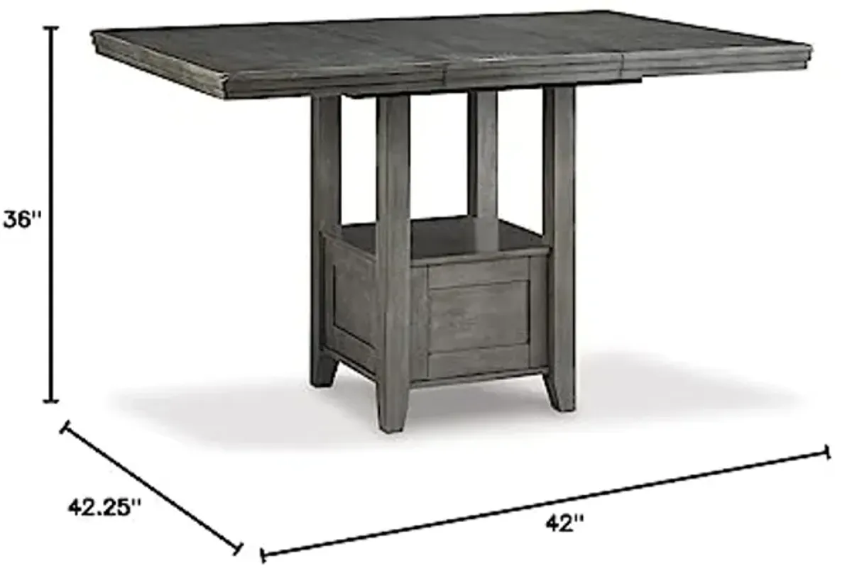 Signature Design by Ashley Hallanden Modern Farmhouse Counter Height Dining Room Extension Table, Dark Gray