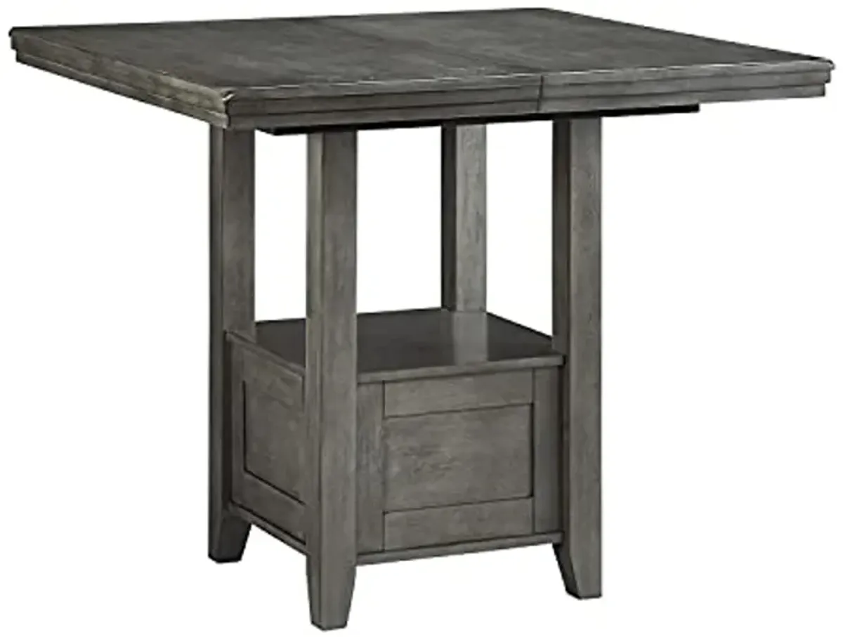 Signature Design by Ashley Hallanden Modern Farmhouse Counter Height Dining Room Extension Table, Dark Gray