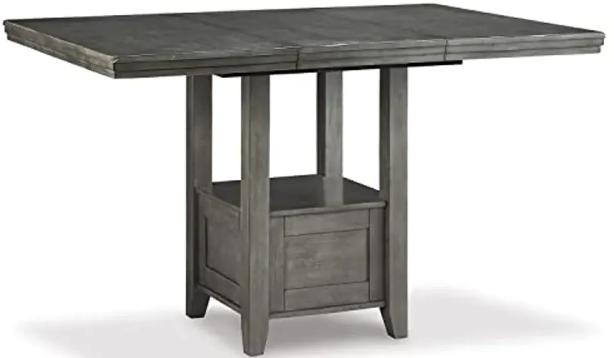 Signature Design by Ashley Hallanden Modern Farmhouse Counter Height Dining Room Extension Table, Dark Gray