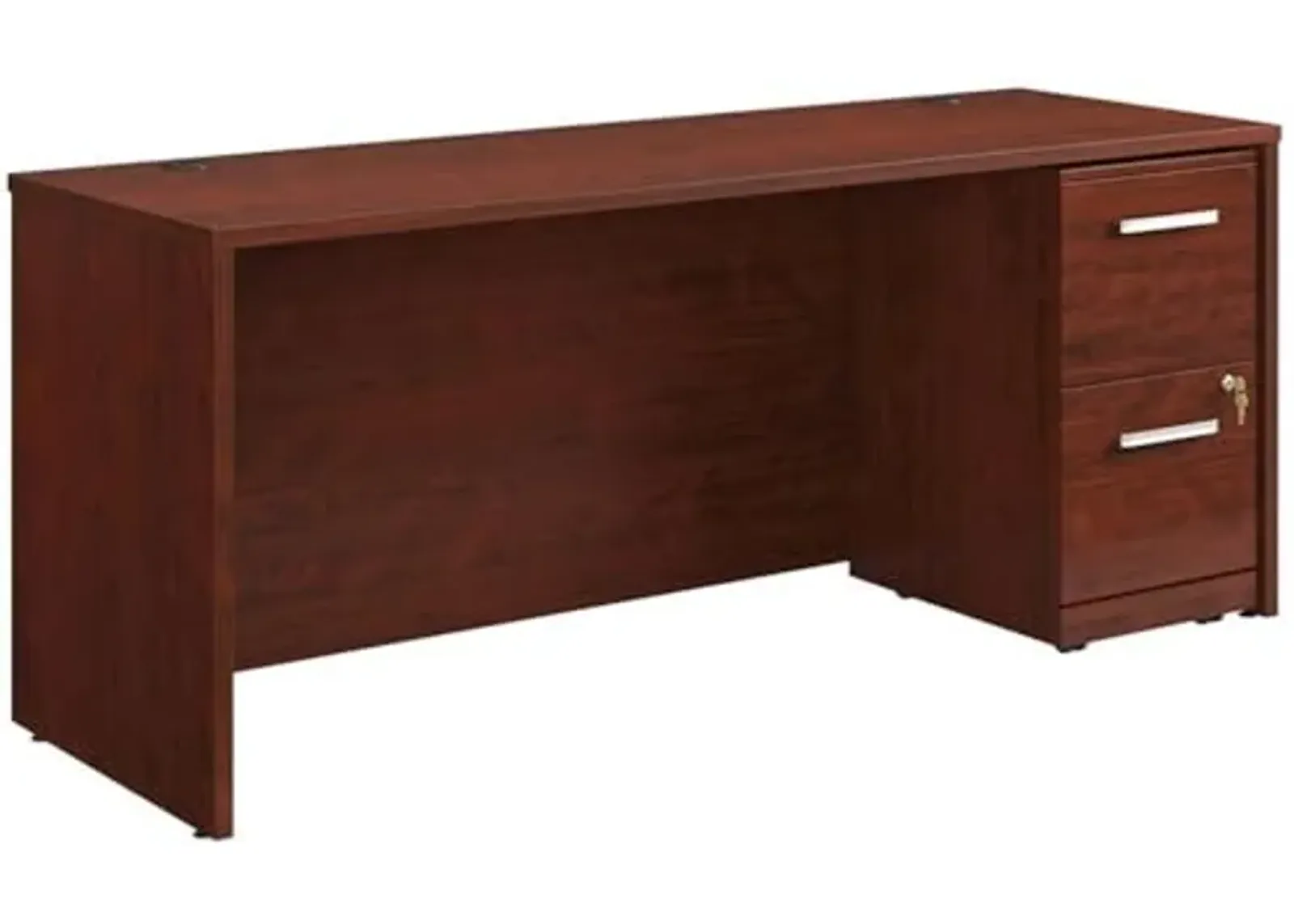 OfficeWorks by Sauder Affirm 72" x 24" 2-File Single Ped Desk, L: 71.10" x W: 23.47" x H: 29.29", Classic Cherry finish