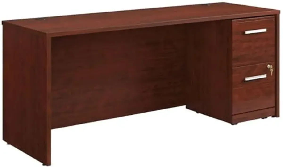 OfficeWorks by Sauder Affirm 72" x 24" 2-File Single Ped Desk, L: 71.10" x W: 23.47" x H: 29.29", Classic Cherry finish