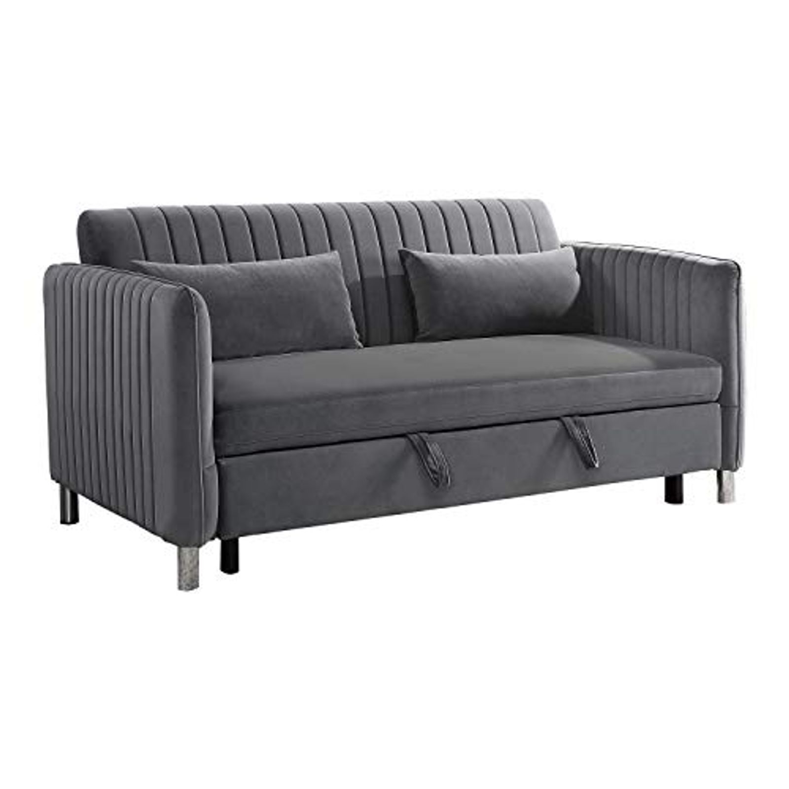 Lexicon Oakhill Velvet Convertible Studio Sofa with Pull-Out Bed, 72" W, Brownish Gray