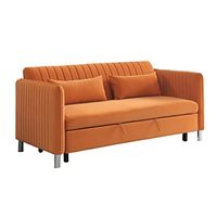 Lexicon Oakhill Velvet Convertible Studio Sofa with Pull-Out Bed, 72" W, Orange
