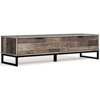 Signature Design by Ashley Neilsville Rustic Butcher Block Entryway Storage Bench, Gray