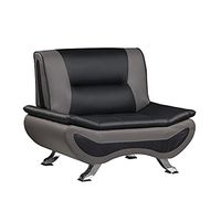 Lexicon Arques Two Tone Faux Leather Living Room Chair, 44" W, Black and Gray
