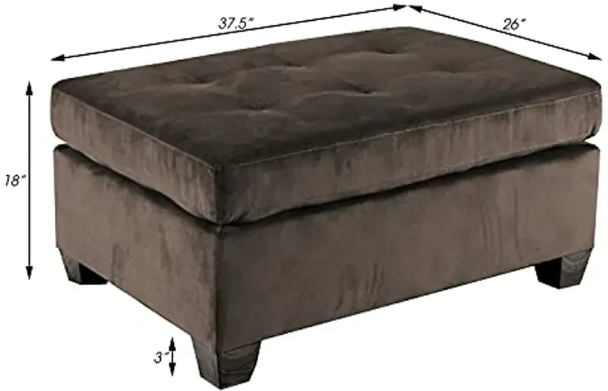 Lexicon Lewis Velvet Accent Ottoman, 37.5" W, Chocolate