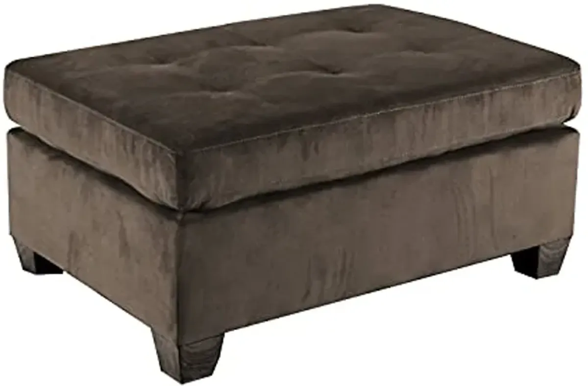 Lexicon Lewis Velvet Accent Ottoman, 37.5" W, Chocolate