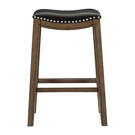 Lexicon Alviso Wooden Saddle Seat Pub Height Stool, 29" SH, Black