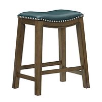 Lexicon Alviso Wooden Saddle Seat Counter Height Stool, 24" SH, Green