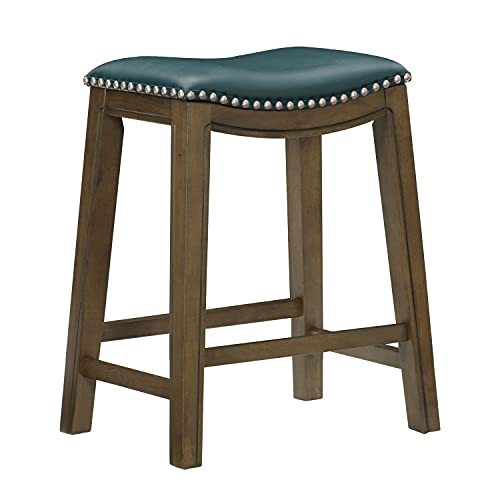 Lexicon Alviso Wooden Saddle Seat Counter Height Stool, 24" SH, Green