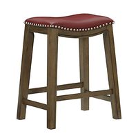 Lexicon Alviso Wooden Saddle Seat Counter Height Stool, 24" SH, Red