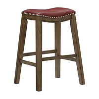 Lexicon Alviso Wooden Saddle Seat Pub Height Stool, 29" SH, Red