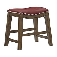 Lexicon Alviso Wooden Saddle Seat Dining Stool, 18" SH, Red