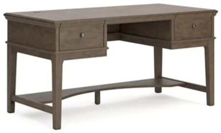 Ashley Furniture Janismore Home Office Storage Leg Desk, Weathered Gray