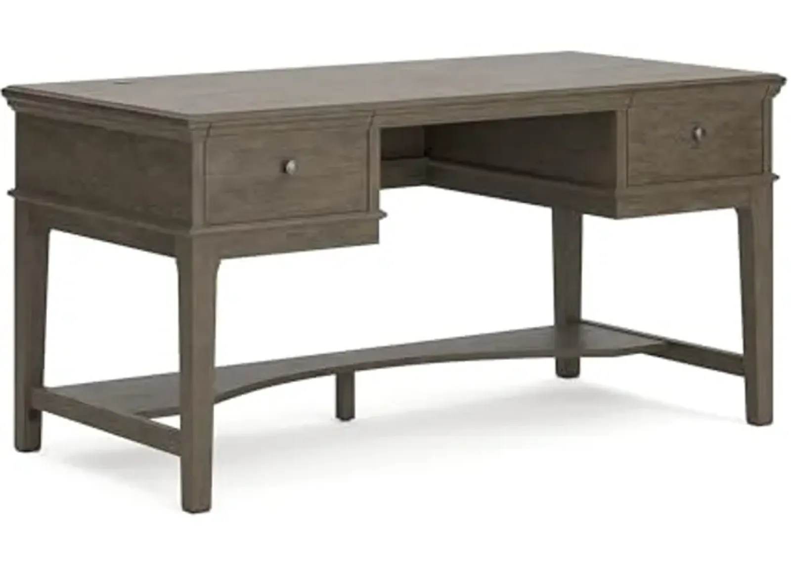 Ashley Furniture Signature Design by Ashley Janismore Traditional Home Office Storage Leg Desk with 2 Drawers and USB Charging Ports in Weathered Gray Engineered Wood