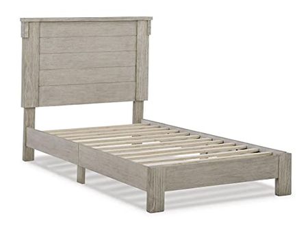 Signature Design by Ashley Hollentown Farmhouse Twin Panel Bed, Whitewash