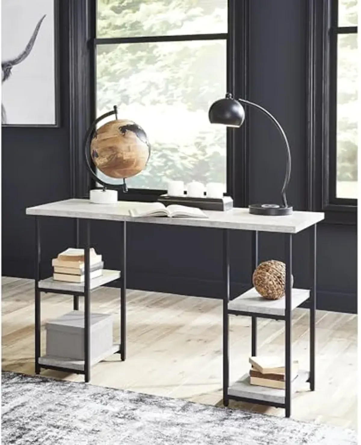 Signature Design by Ashley Lazabon Industrial Home Office Desk, Gray & Black