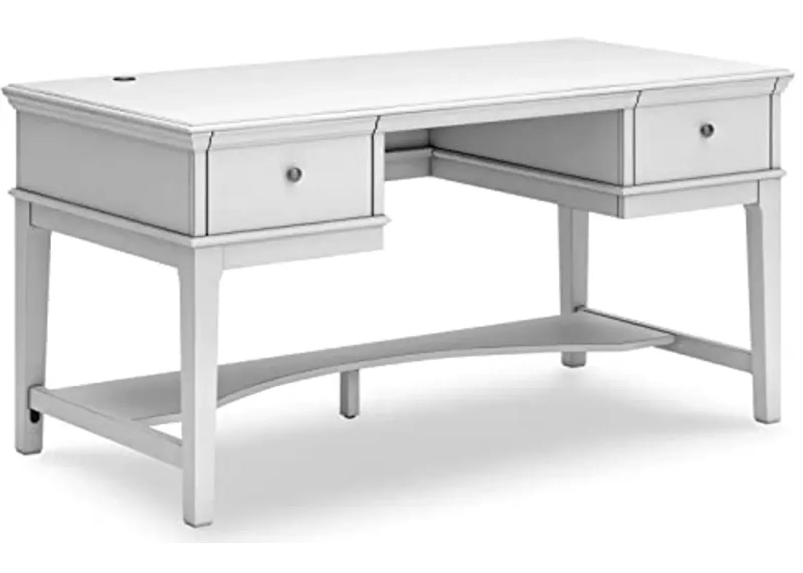 Signature Design by Ashley Kanwyn Classic Home Office Storage Leg Desk with 2 Drawers and USB Ports, White